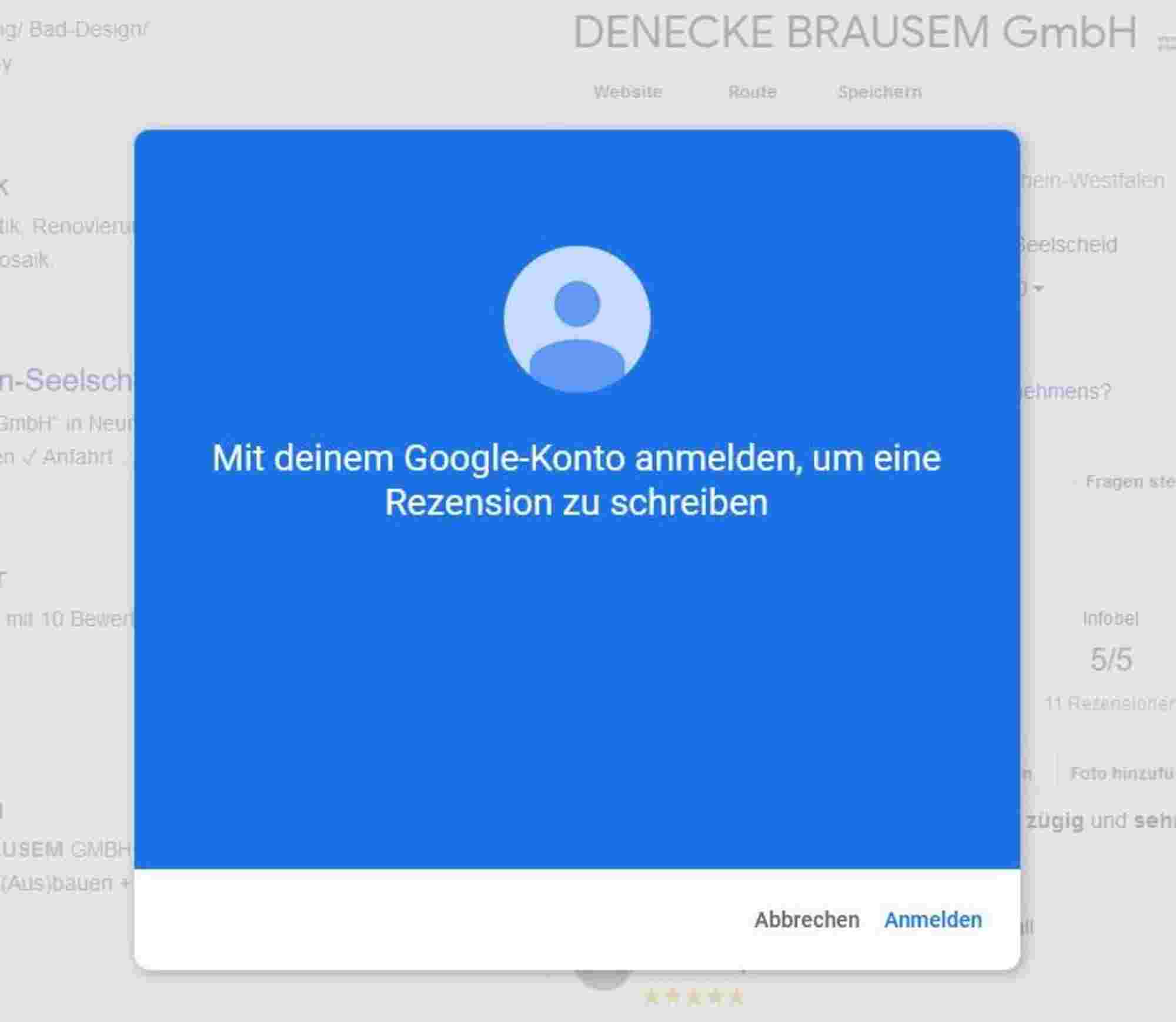 Darstellung 1. Schritt einer Google-Bewertung