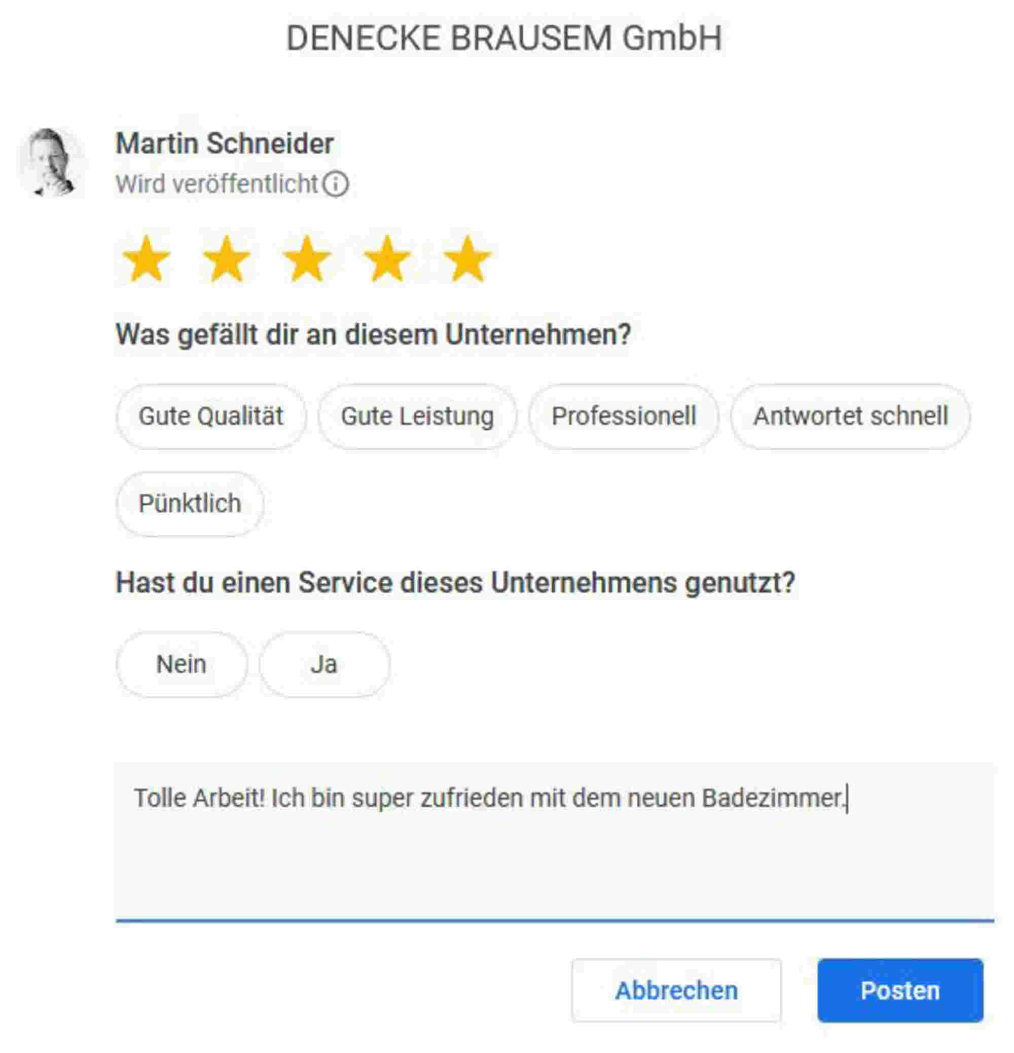 Darstellung 3. Schritt einer Google-Bewertung